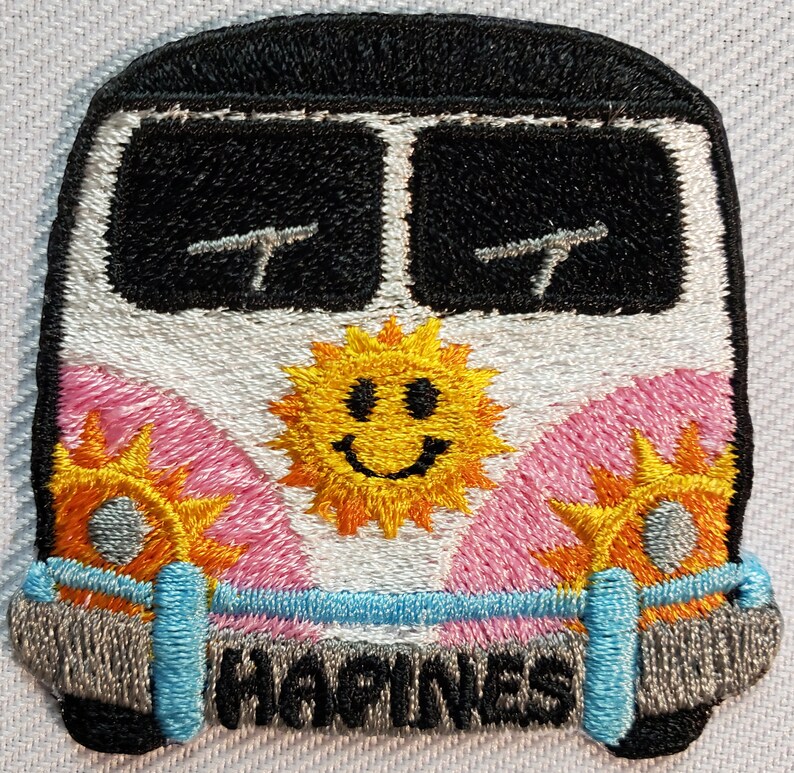 Iron On Patch Embroidered Bus Patch Hapines Bus | Etsy