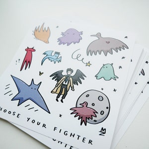 Spooky sticker sheet Cute Halloween stickers Supernatural inspired stickers Kawaii ghosts and monsters sticker sheet Castiel sticker image 8