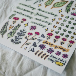 Cute bullet journal stickers Planner sticker sheet Floral bujo stickers Kawaii nature stickers image 9