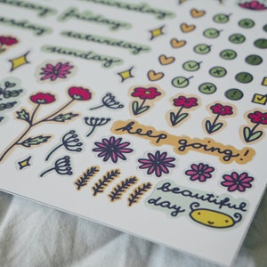 Cute bullet journal stickers Planner sticker sheet Floral bujo stickers Kawaii nature stickers image 8