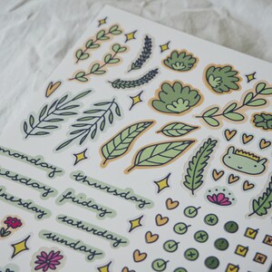 Cute bullet journal stickers Planner sticker sheet Floral bujo stickers Kawaii nature stickers image 5