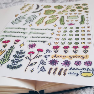Cute bullet journal stickers Planner sticker sheet Floral bujo stickers Kawaii nature stickers image 2