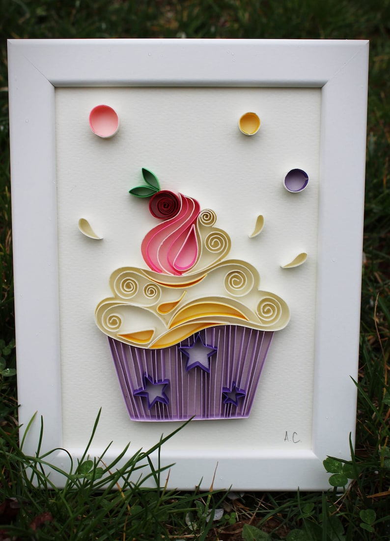 Cupcake Paper Quilling Art Quilling Wall Decor Kitchen Etsy