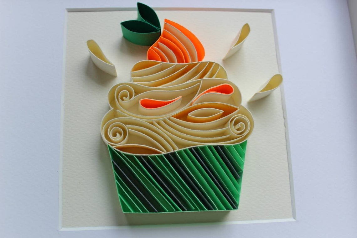 Paper Quilling Art Cupcake Quilling Wall Decor Paper Art Etsy