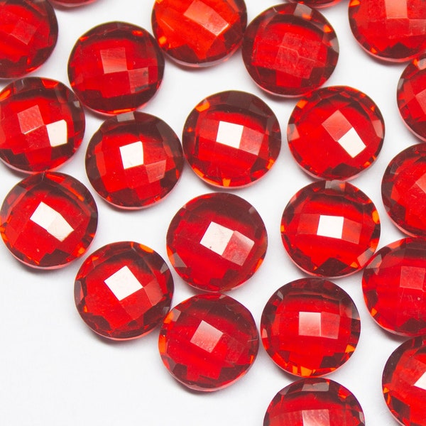 10pc, 10mm, Blood Red Quartz Faceted Round Shape Briolettes, Quartz Pair, Quartz