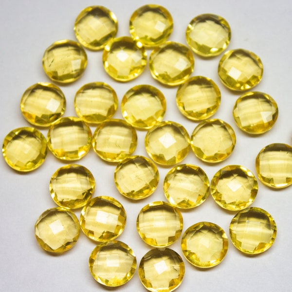 10pc, 10mm, Lemon Quartz Faceted Round Shape Briolettes, Quartz Pair, Quartz, Lemon Quartz