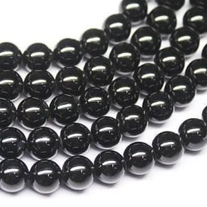 Natural Black Onyx Smooth Round Ball Loose Gemstone Beads Strand 15&quot; 41pc 10mm Onyx Beads, Onyx