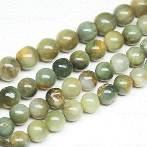 Natural Yellow Cats Eye Smooth Round Ball Loose Gemstone Beads Strand 13&quot; 8mm