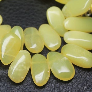Natural Yellow Opal Smooth Uneven Oval Gemstone Loose Beads Strand 4&quot; 11mm 16mm, Opal Beads, Opal