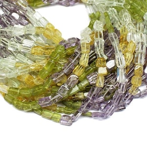 5 Strand Natural Multi Smooth Rectangle Loose Gemstone Spacer Beads 15&quot; 6mm 7mm