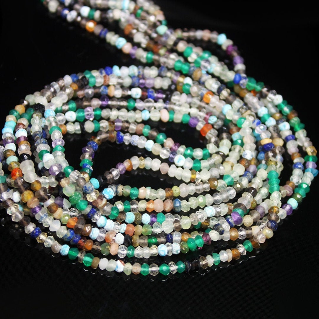 Natural Multi Gemstone Faceted Rondelle Loose Gemstone Beads Strand 13 ...