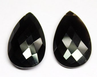 6Stk, 25x15mm, Schwarzer Onyx Facettierte Birnenform Briolettes, Onyx Paar, Onyx