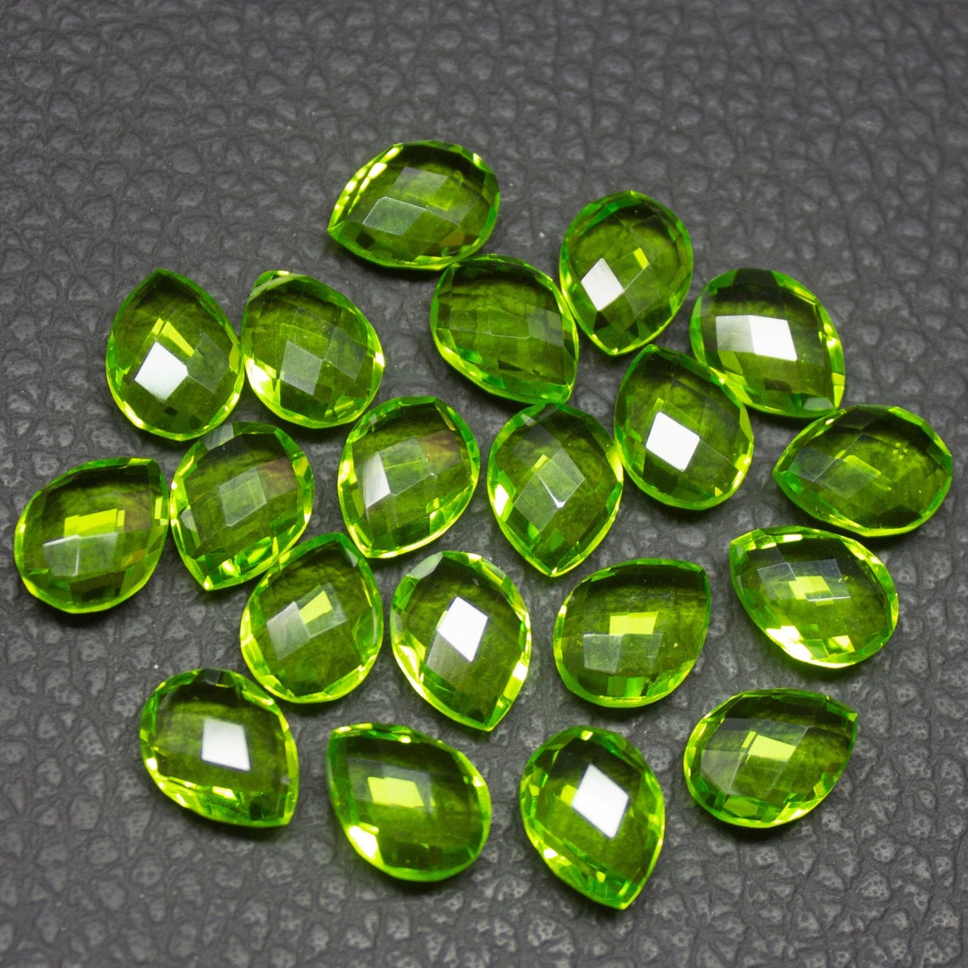 Perle goutte facettée - briolette plate 12x10mm imit gemme Hydro Pink Tourmaline - Perles & Co