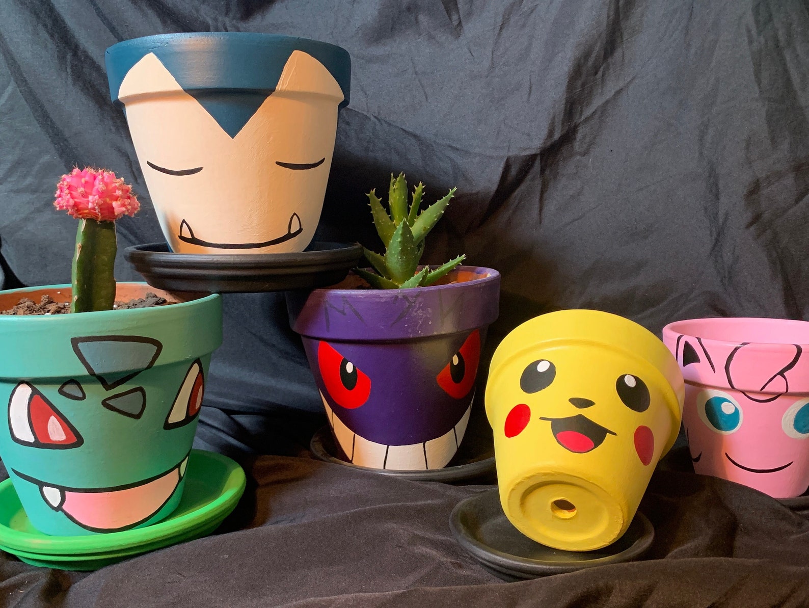 Pokemon Planter Pots 4 Hand Painted Unique Pots Etsy