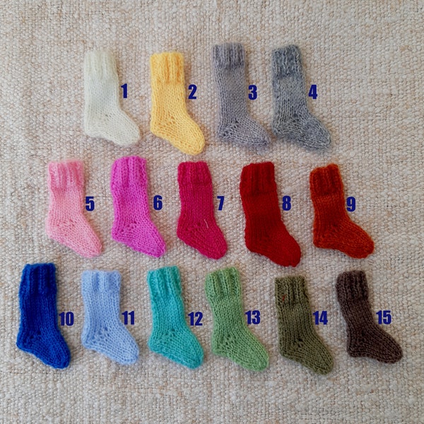 Hand-knitted wool socks for Blythe