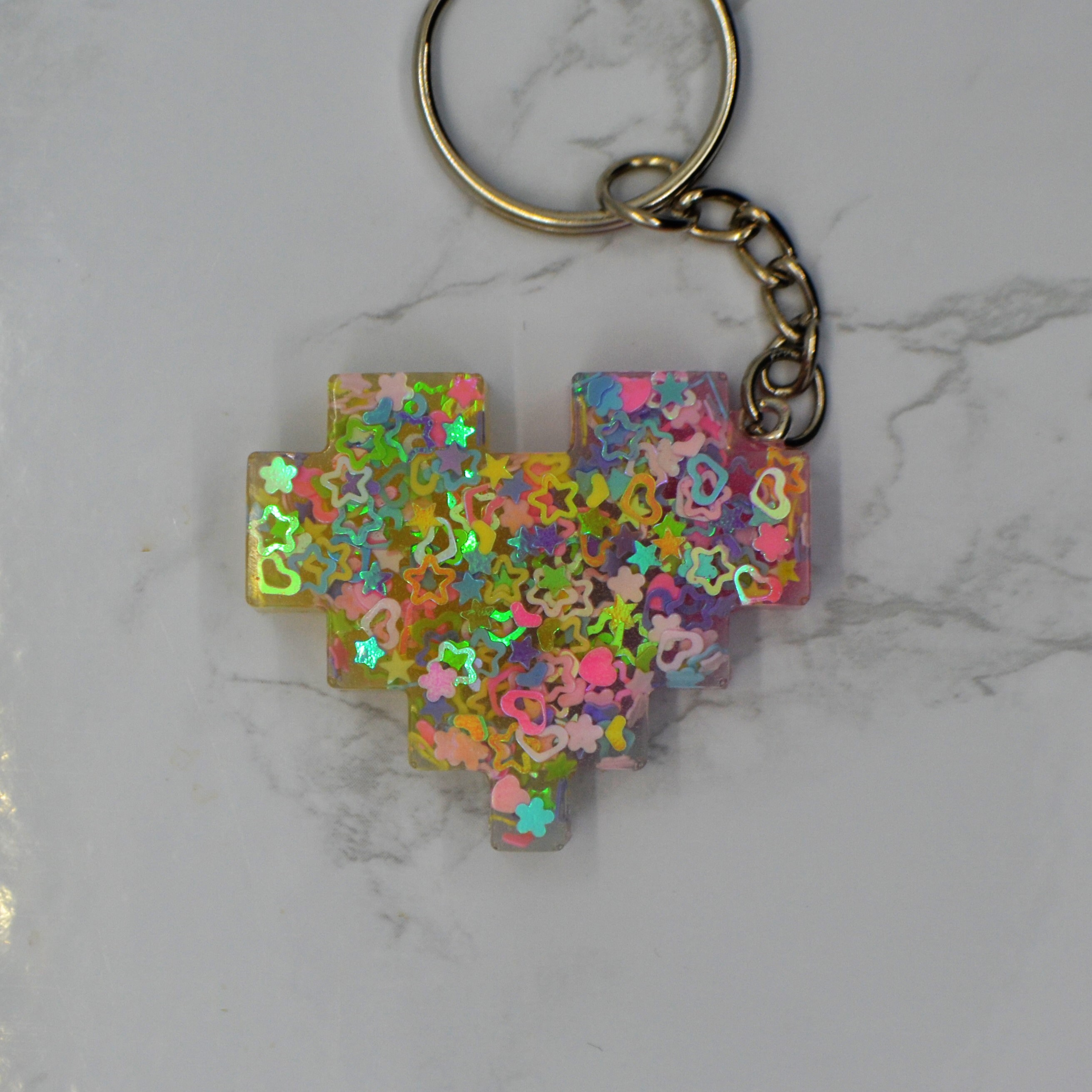 Glitter Heart Keychain Etsy