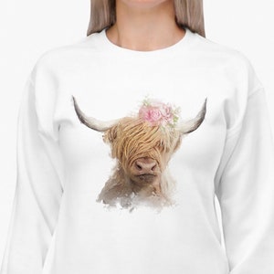 Highland Cow Sweatshirt, Cute Wildlife Jumper, Beautiful Animal Top, Wild Adorable Farm Lover Unisex Gift