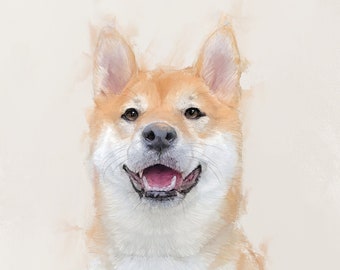 Custom Dog Portrait Canvas: Watercolor Pet Memorial Art