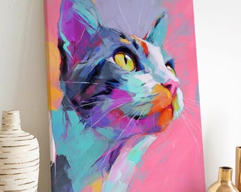 Cat Canvas Print: Colorful Animal Art