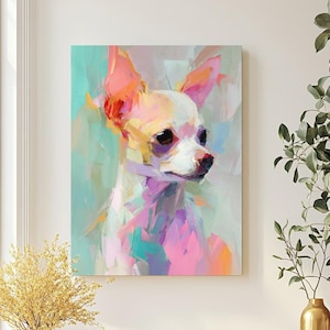 Chihuahua Abstract Wall Art Dog Lover Gift Pet Canvas Portrait Artwork Beautiful Home Decor Animal Cute Colorful Expressive Interior Design