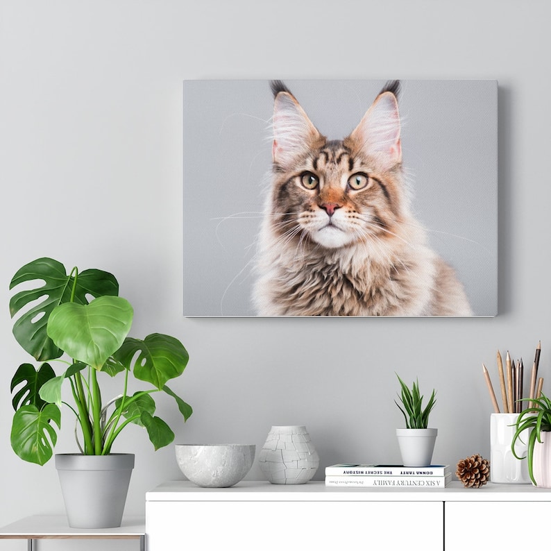 Beautiful Animal Art Cute Home Decor Cute Siberian Cat Canvas Artwork Wild Animal Nature Gift Lovely Wall Art