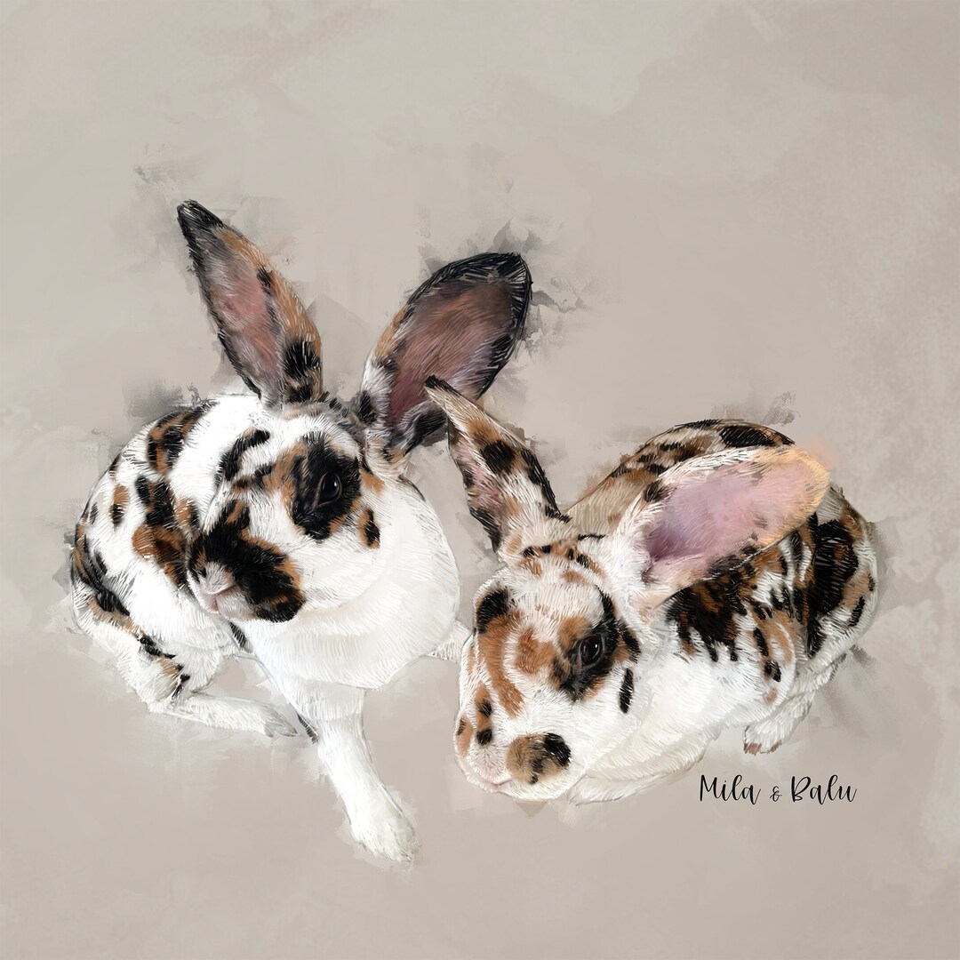 Custom Rabbit Portrait, Beautiful Pet Artwork, Custom Bunny Digital Art ...