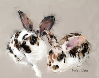 Benutzerdefinierte Kaninchen Porträt, schönes Haustier Kunstwerk, benutzerdefinierte Kaninchen digitale Kunst, personalisierte Ostern Haustier Gedenktier Wand Kunst Geschenk