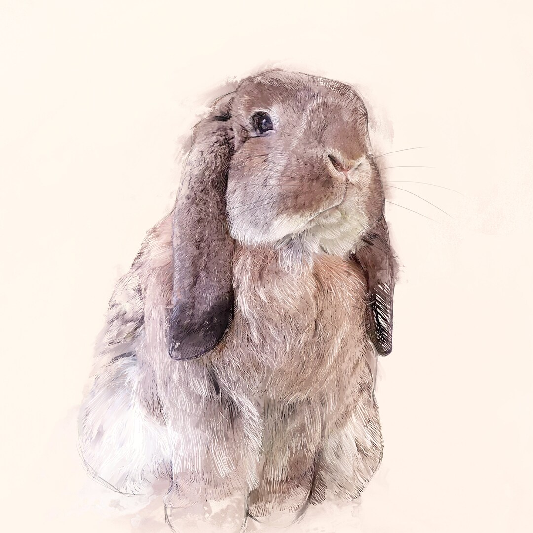 Custom Rabbit Portrait: Personalized Pet Canvas Art Gift - Etsy