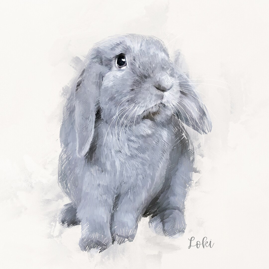Custom Rabbit Portrait: Personalized Pet Canvas Art (digital File) - Etsy