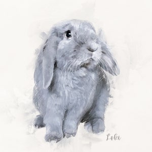 Custom Rabbit Portrait: Personalized Pet Canvas Art (Digital File)