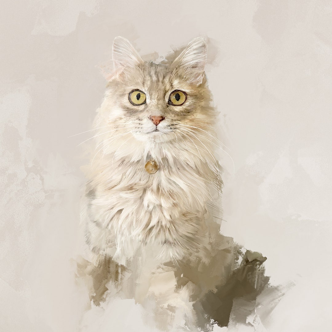 Custom Cat Portrait Canvas: Personalized Pet Art, Cat Lover Gift