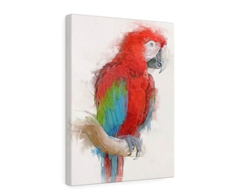 Beautiful Bird Artwork Wildlife Lover Home Decor Cute Wall Art Grey Parrot Flower Crown Canvas Art Animal Gift Pet Portrait