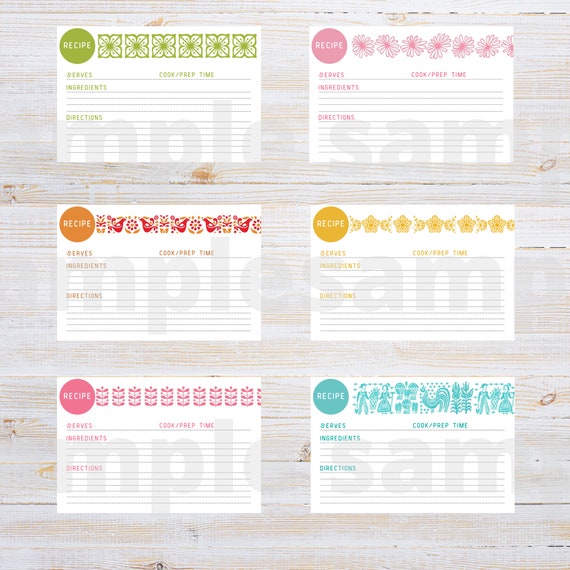 Blank Printable Recipe Card Rustic Recipe Card Digital