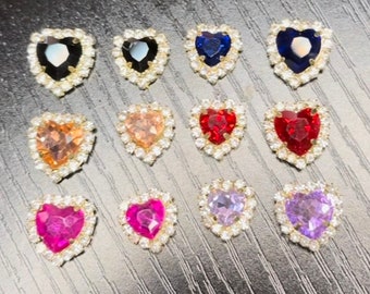Strass hart nagelbedels, 3D Valentijnsdag-edelstenen (set van 2)