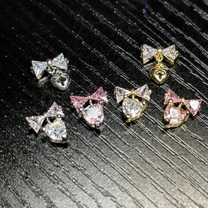 Heart bow dangle nail art charm