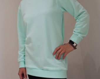 Women's Comfy Sweatshirt Jumper long - Mint Size S/M