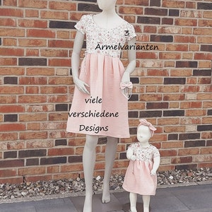 Mama und Tochter Outfit, 3 Ärmelvarianten, Partnerlook, Sommerkleid, Musselin Jersey Kleid, Brautjungfernkleid, passendes Kleid Bild 1