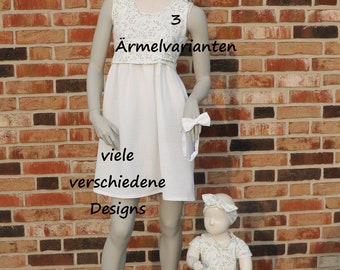 Mama und Tochter Outfit, Stillkleid, Umstandskleid, 3 Ärmelvarianten, Partnerlook, Sommerkleid, Musselin Jersey Kleid