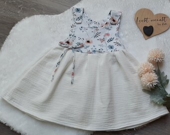 KURZE LIEFERZEIT Musselin Jersey Kleid Baby/Kind Babykleid Musselin Kleidchen Träger Gr. 86