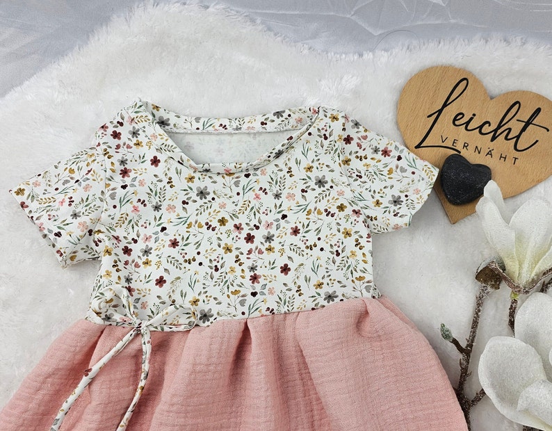 Musselin Jersey Kleid Baby/Kind Babykleid Musselin Kleidchen Trägerkleidchen Tunika in 3 Armlängen erhältlich Bild 2