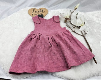 KURZE LIEFERZEIT Musselin bestickt Kleid Baby/Kind Babykleid Musselin Kleidchen Träger Gr. 80