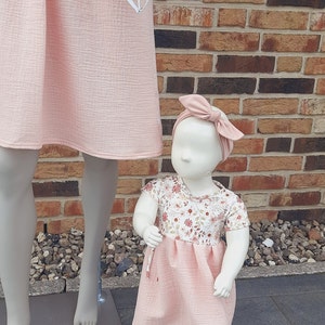 Mama und Tochter Outfit, 3 Ärmelvarianten, Partnerlook, Sommerkleid, Musselin Jersey Kleid, Brautjungfernkleid, passendes Kleid Bild 2