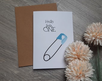 Karte zur Geburt "Hello little One", Sicherheitsnadel, Mädchen, Junge, Geburt, Glückwunsch, Karte, handmade, Geschenk