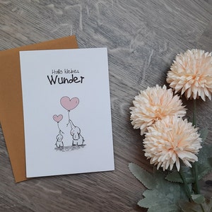 Karte zur Geburt "Hallo kleines Wunder", Elefant, Mädchen, Junge, Geburt, Glückwunsch, Karte, handmade, Geschenk