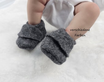 Baby Wollwalk Puschen Trageschuhe Krabbelschuhe aus Walk Rehpuschen Wollstrumpf mit Bündchen  Gr. 14-27