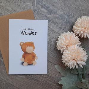 Karte zur Geburt "Hallo kleines Wunder", Teddy, Mädchen, Junge, Geburt, Glückwunsch, Karte, handmade, Geschenk