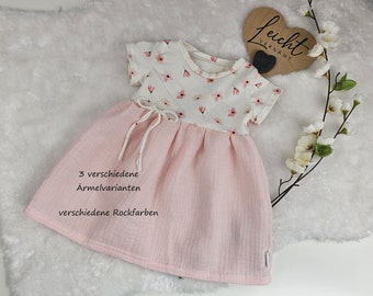 Musselin Jersey Kleid Baby/Kind Babykleid Musselin Kleidchen Trägerkleidchen Tunika in 3 Armlängen erhältlich