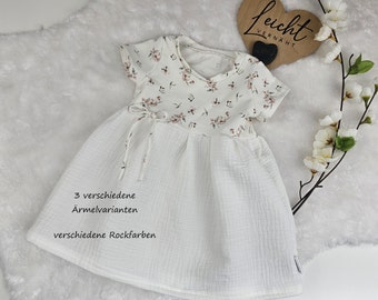 Musselin Jersey Kleid Baby/Kind Babykleid Musselin Kleidchen Trägerkleidchen Tunika in 3 Armlängen erhältlich