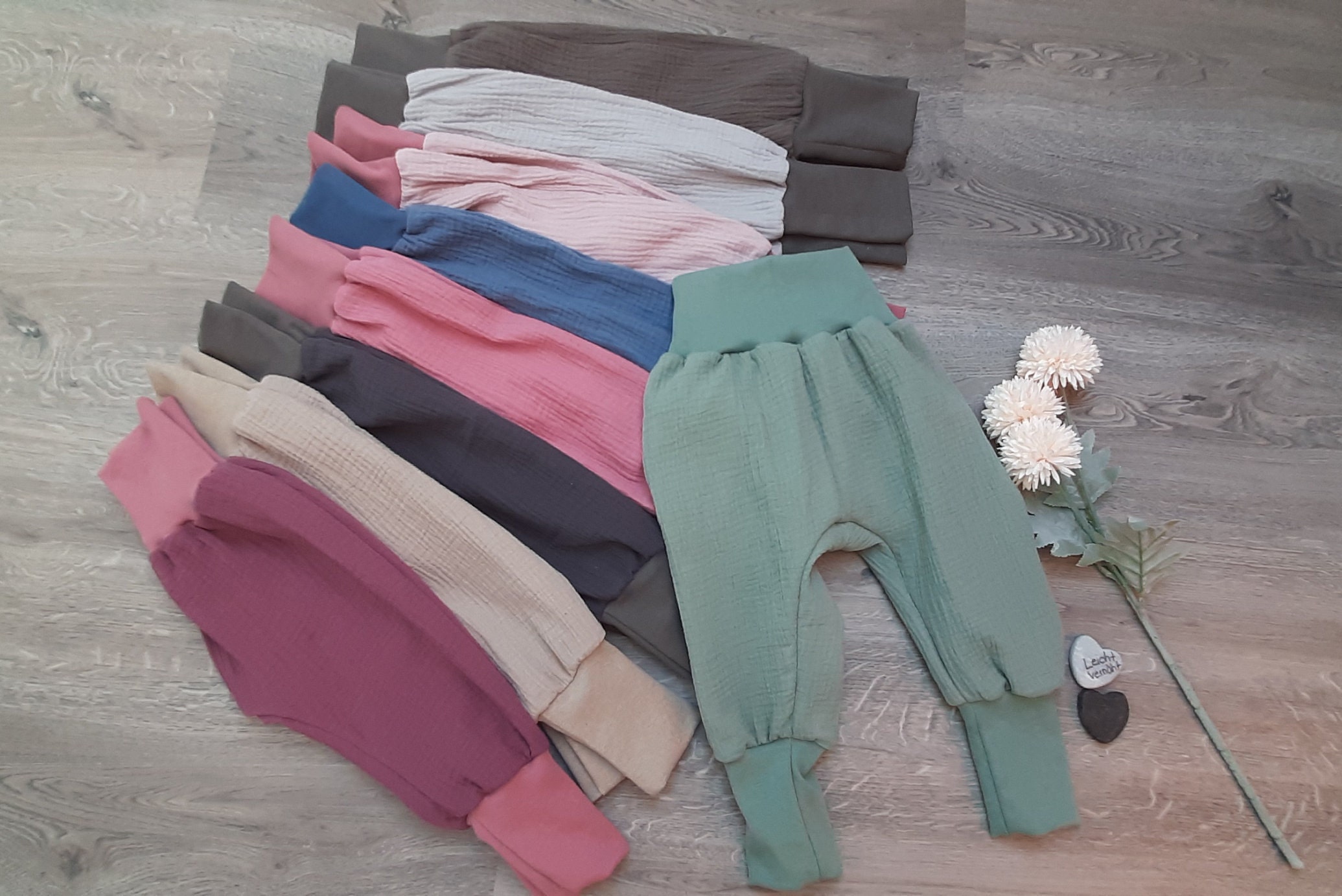 Pump pants long versch. Colors, Baby Pants, Short, Muslin