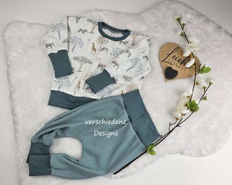 Baby kids set/various sizes/sweater jersey/bumper pants rib jersey